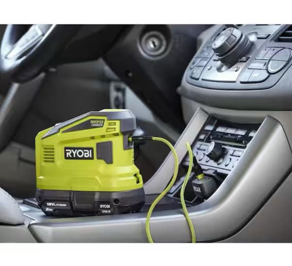 Open Box New RYOBI 18V ONE+ 150-Watt Portable Battery Inverter Power Source and Charger