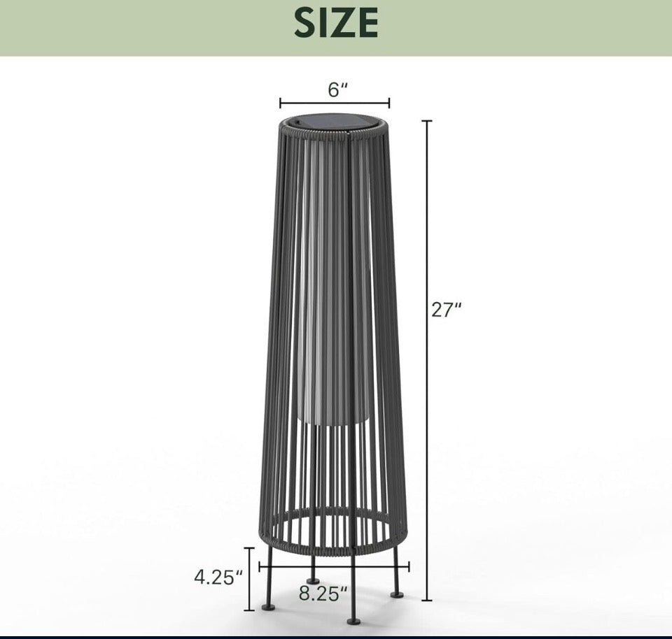 OPEN BOX NEW Grand patio 2-Pack Outdoor Floor Solar Light, Wicker Solar Patio Lamp Waterproof Outside Deck Lamp for Porch, Yard, Garden, Lawn Decoration