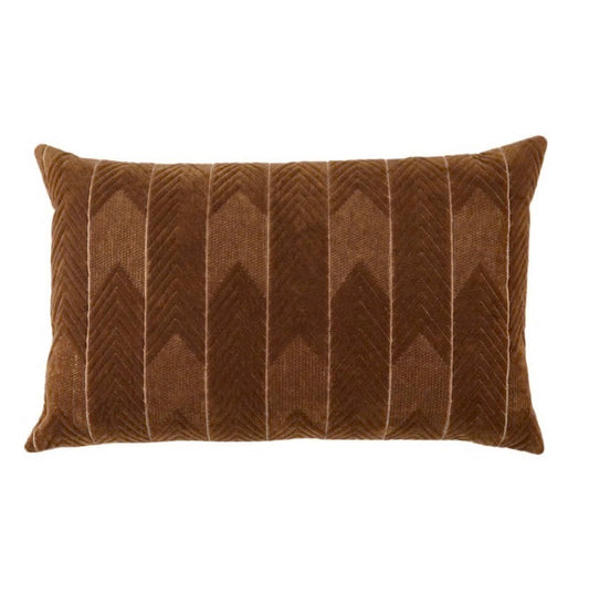Joss & Main Floretta 100% lumbar pillow with bronze embroidered chevron design on cotton velvet front