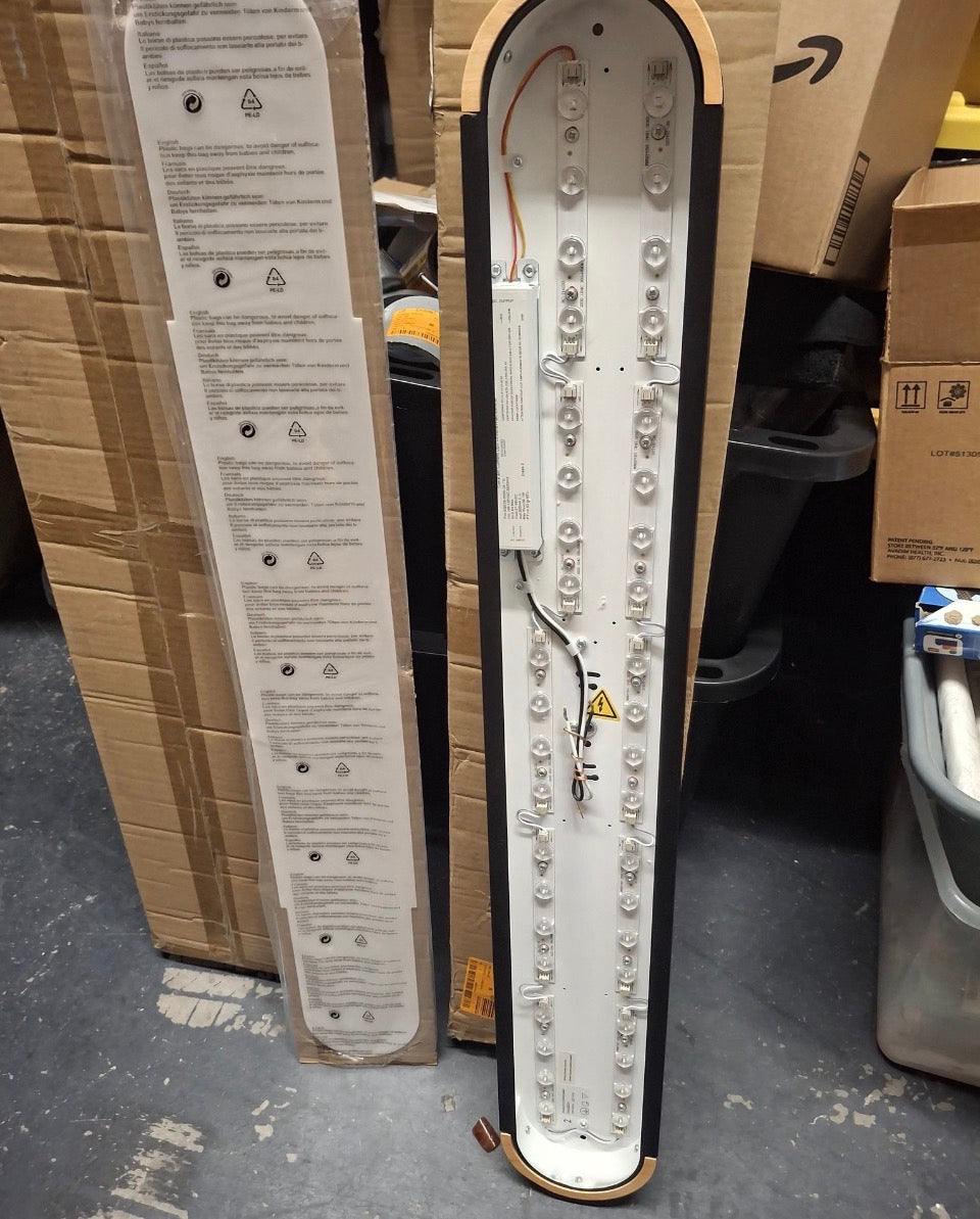 Missing hardware Lumin 38 in. W 1-Light Black and Wood Integrated LED Flush Mount Minimalist Long Oval Ceiling Light for Bathroom/Kitchen