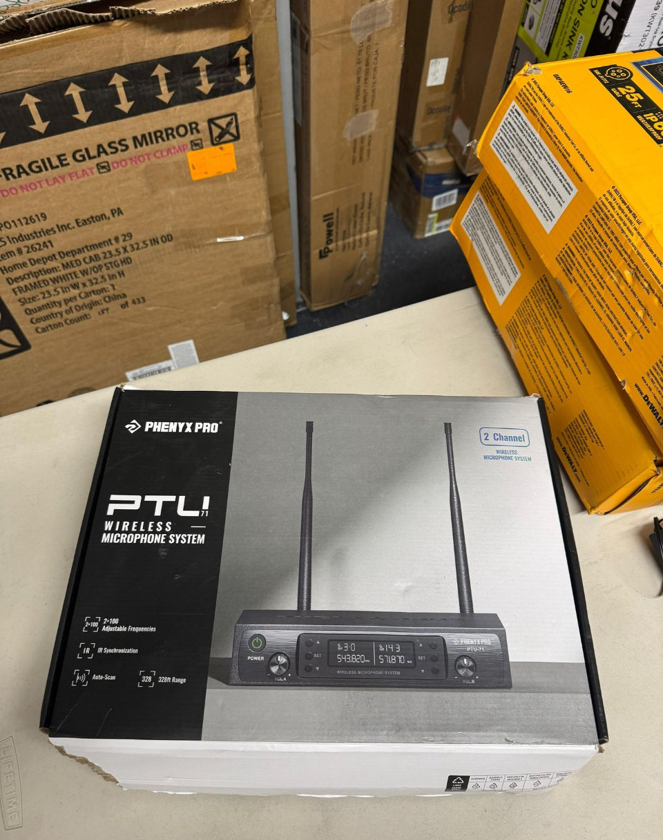 Open Box New Phenyx Pro Wireless Microphone System, Dual Wireless Mics,w/ 2 Handhelds, Auto