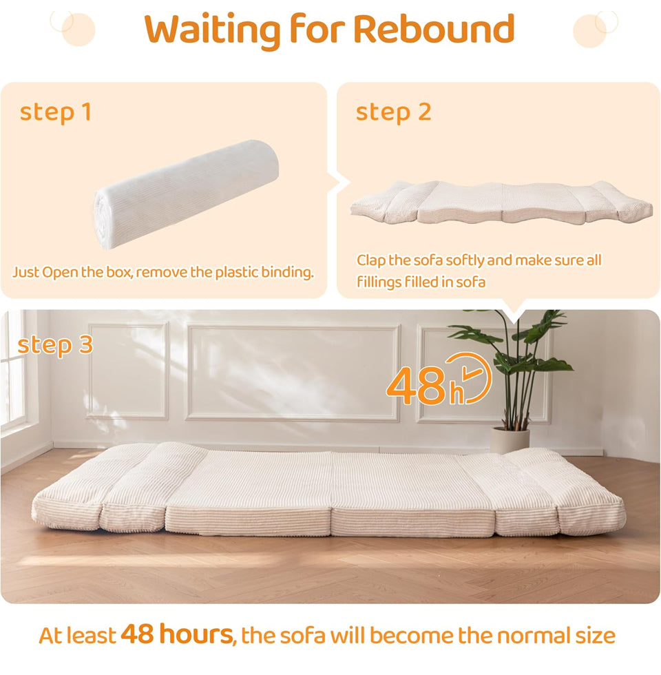 Open Box BYBYME Giant Bean Bag Chair & Bed - Foldable Bean Bag Couch for Adults with Removable Faux Fur Cover for Living Room, Bedroom