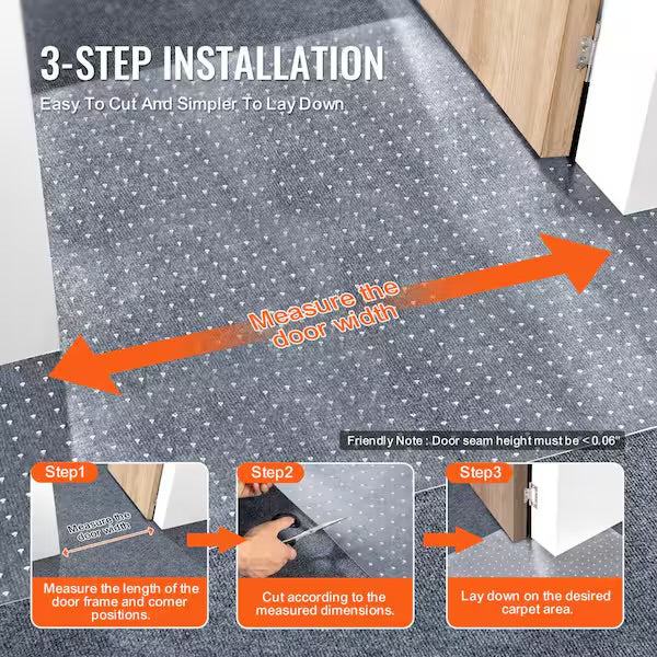 Open Box VEVOR Carpet Protector 24 in. x 12 ft. PVC Scratch-Proof Cat Carpet Protector for Doorway Anti-Slip Cat Scratch Protector Mat