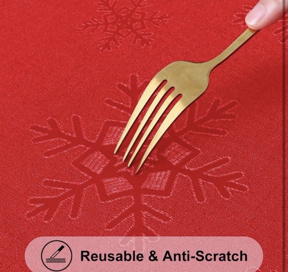 New Smiry Rectangle Christmas Tablecloth 60x120 Inch, Waterproof Damask Table