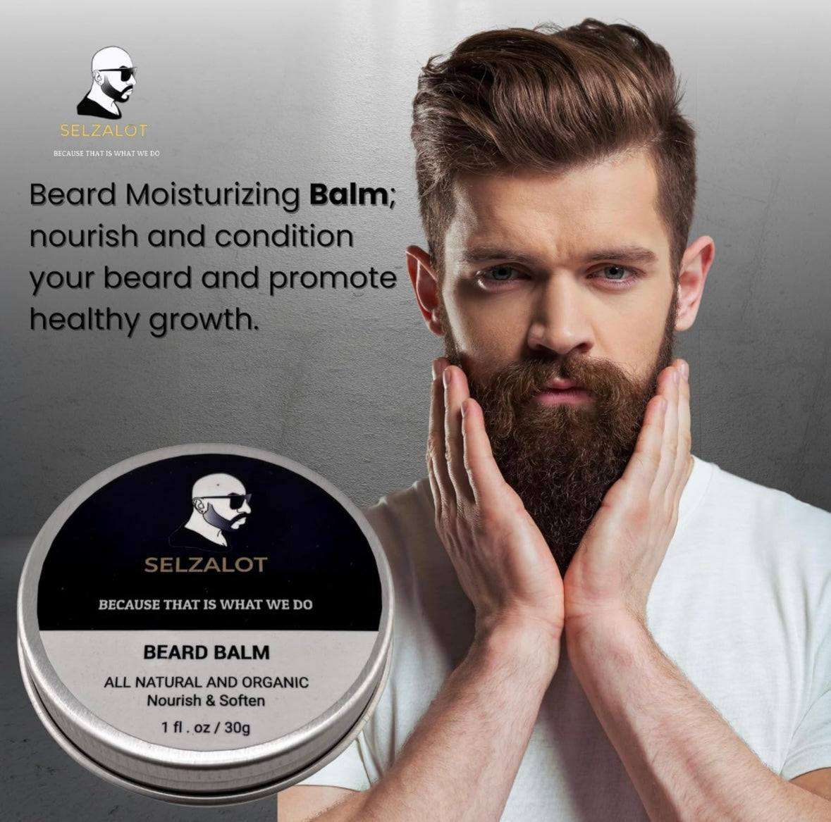 SELZALOT Beard Growth Kit Facial Hairs Men's Grooming Set 7 Pieces Beard Products with Oil, Serum, Balm, Shampoo, Comb, Brush and Hand Beard Care Kit for Men Men Self Care - Selzalot