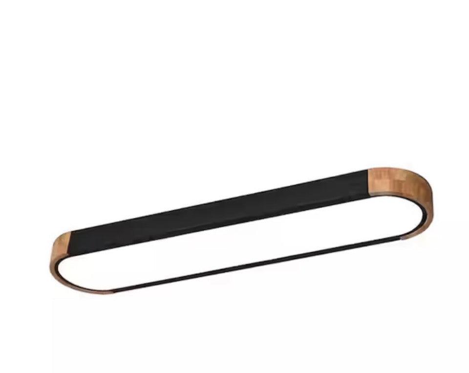 Missing hardware Lumin 38 in. W 1-Light Black and Wood Integrated LED Flush Mount Minimalist Long Oval Ceiling Light for Bathroom/Kitchen