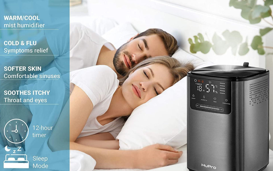 Open Box Hupro Top Fill Cool Mist & Warm Mist Humidifier for Large Room Home Bedroom Living Room 4L Big Capacity, Air Ultrasonic Humidifiers with Essential Oil Diffuser, Sleep Mode, Quiet for Baby