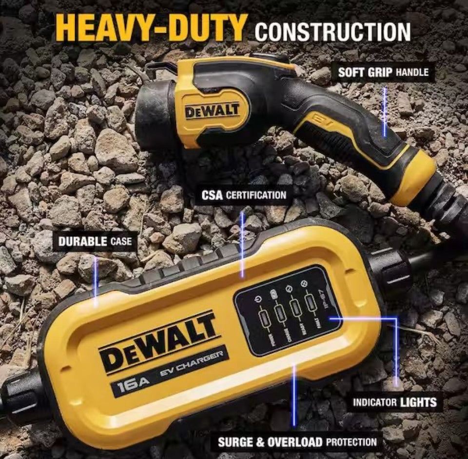 Open Box New DEWALT Level-2 Portable Electric Vehicle EV Charger up to 16 Amps, 120-240-