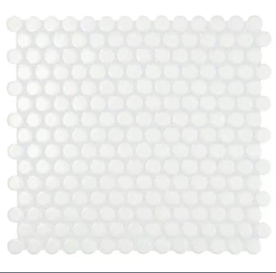 Open Box Daltile Restore Satin White 10 in. x 11 in. Glazed Ceramic Penny Round Mosaic Wall Tile (8.3 sq. ft./Case)