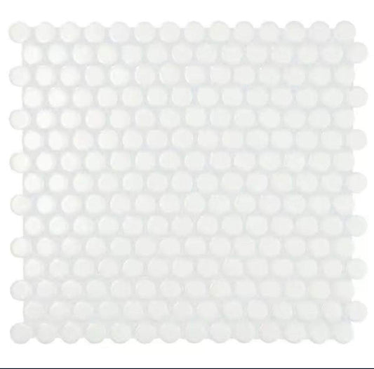 Open Box Daltile Restore Satin White 10 in. x 11 in. Glazed Ceramic Penny Round Mosaic Wall Tile (8.3 sq. ft./Case)