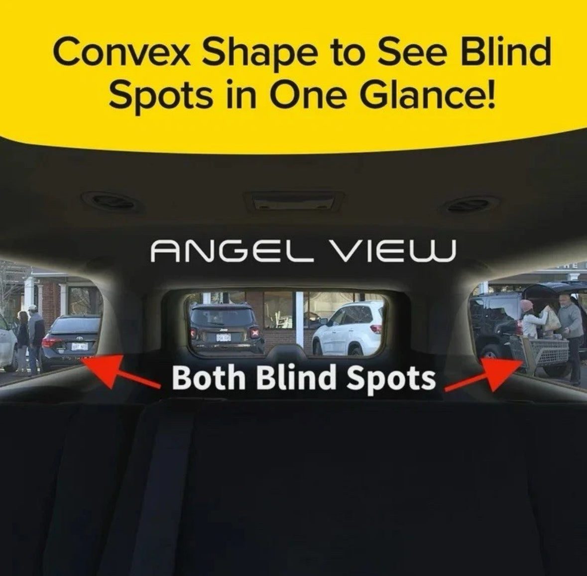 Angle View Wide-Angle Rearview Mirror, As Seen On TV Black Convex Car