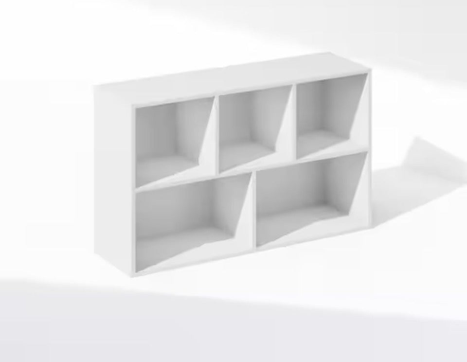 OPEN BOX NEW Furinno Reed 31.5 in. Tall White Wood 5-Cube Bookcase
