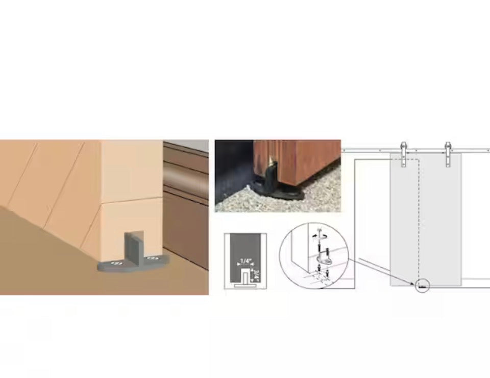 AMERICAN PRO DESIGN  78 in. Black Solid Steel Sliding Rolling Barn Door Hardware Kit for SingleWood Doors with Routed Floor Guide