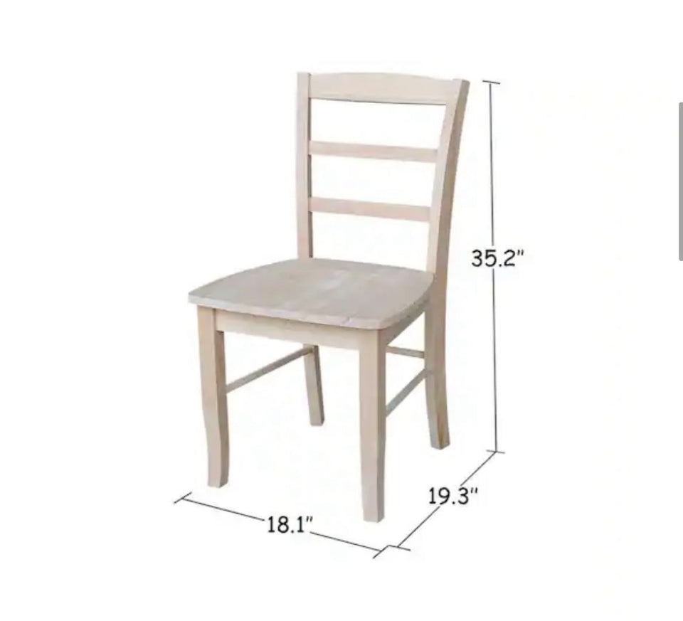 New International Concepts Unfinished Madrid Ladderback Dining Chairs (Set of 2)
