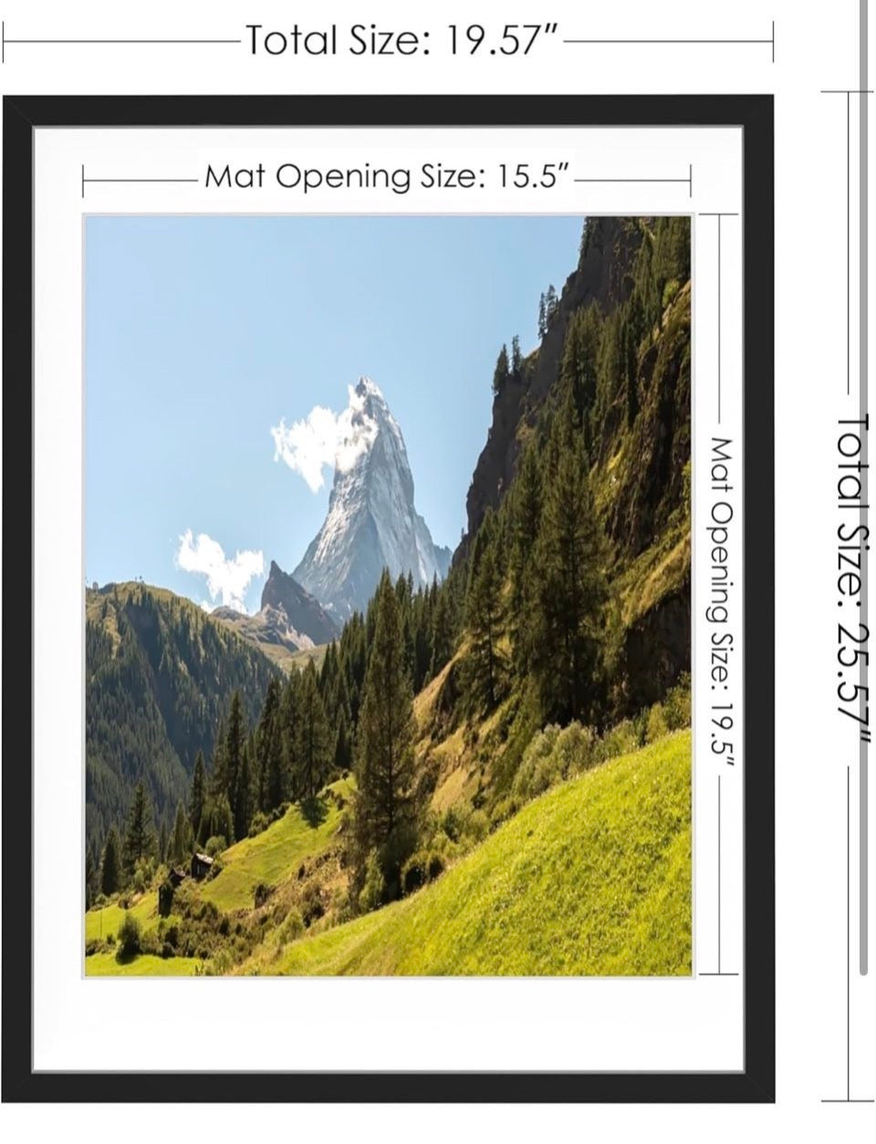 Open Box PEALSN 18x24 Picture Frame, Display Pictures 16 × 20 with Mat or 18 x 24 Without Mat for Wall Mounting Display, Poster Frames, Black