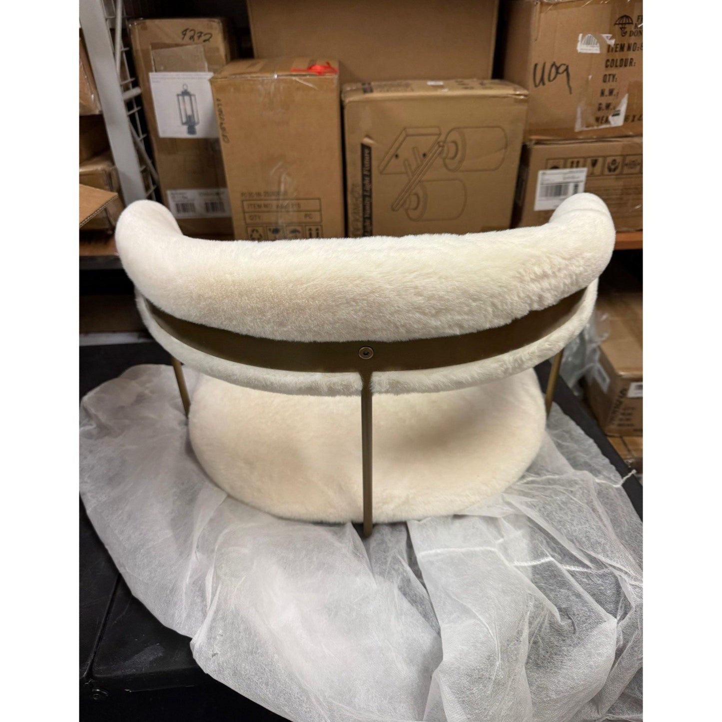 Rosdorf Park Milahni faux fur gold metal frame vanity chair