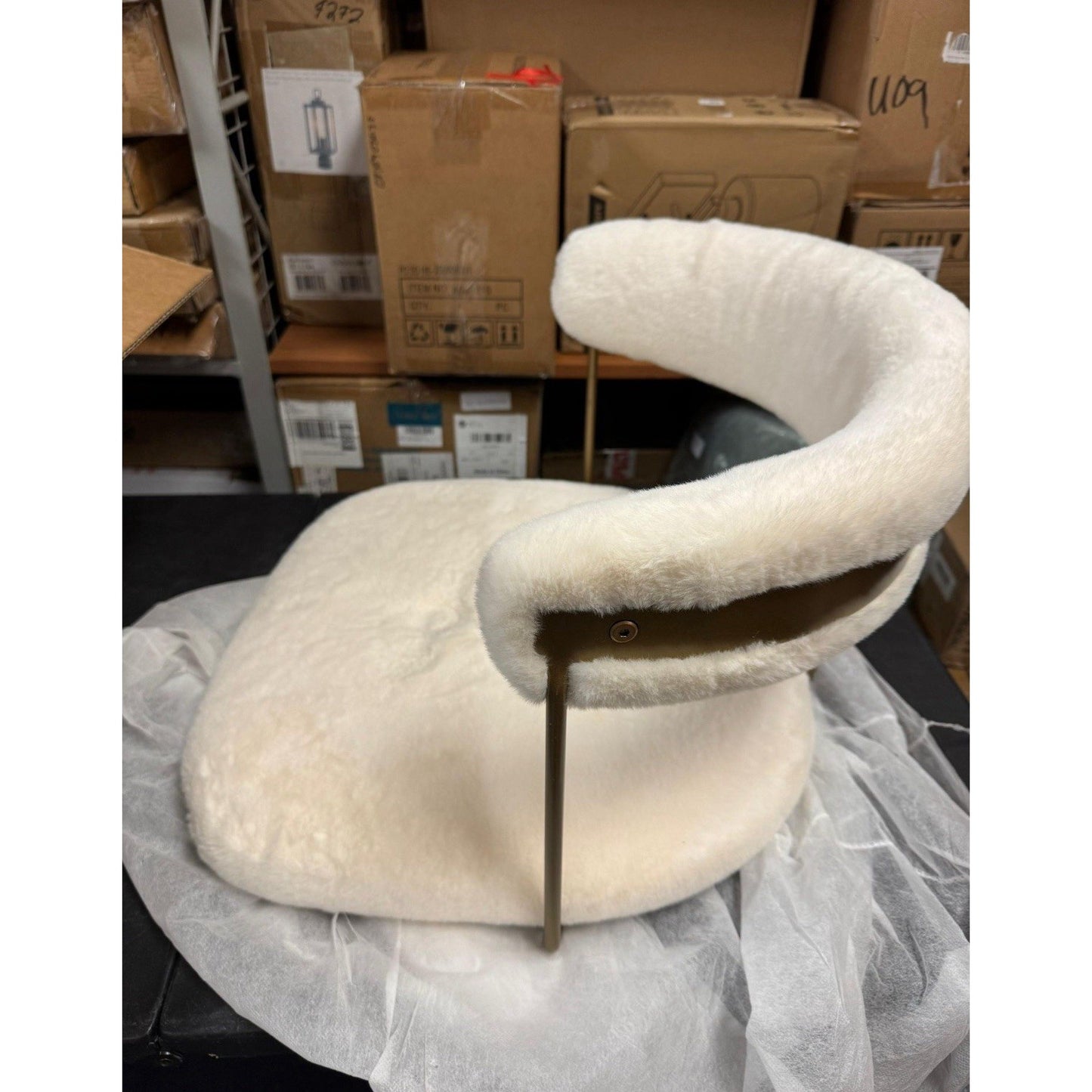 Rosdorf Park Milahni faux fur gold metal frame vanity chair