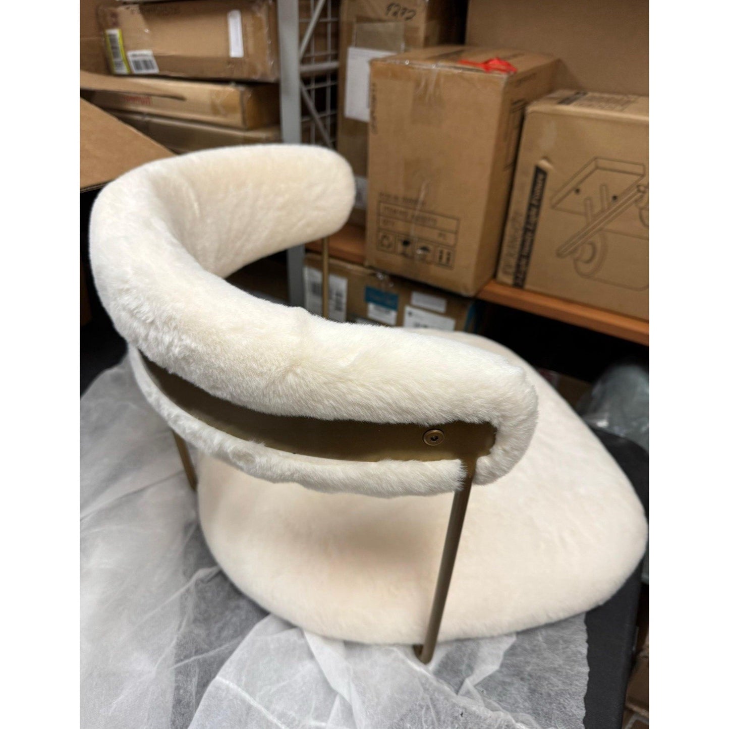 Rosdorf Park Milahni faux fur gold metal frame vanity chair