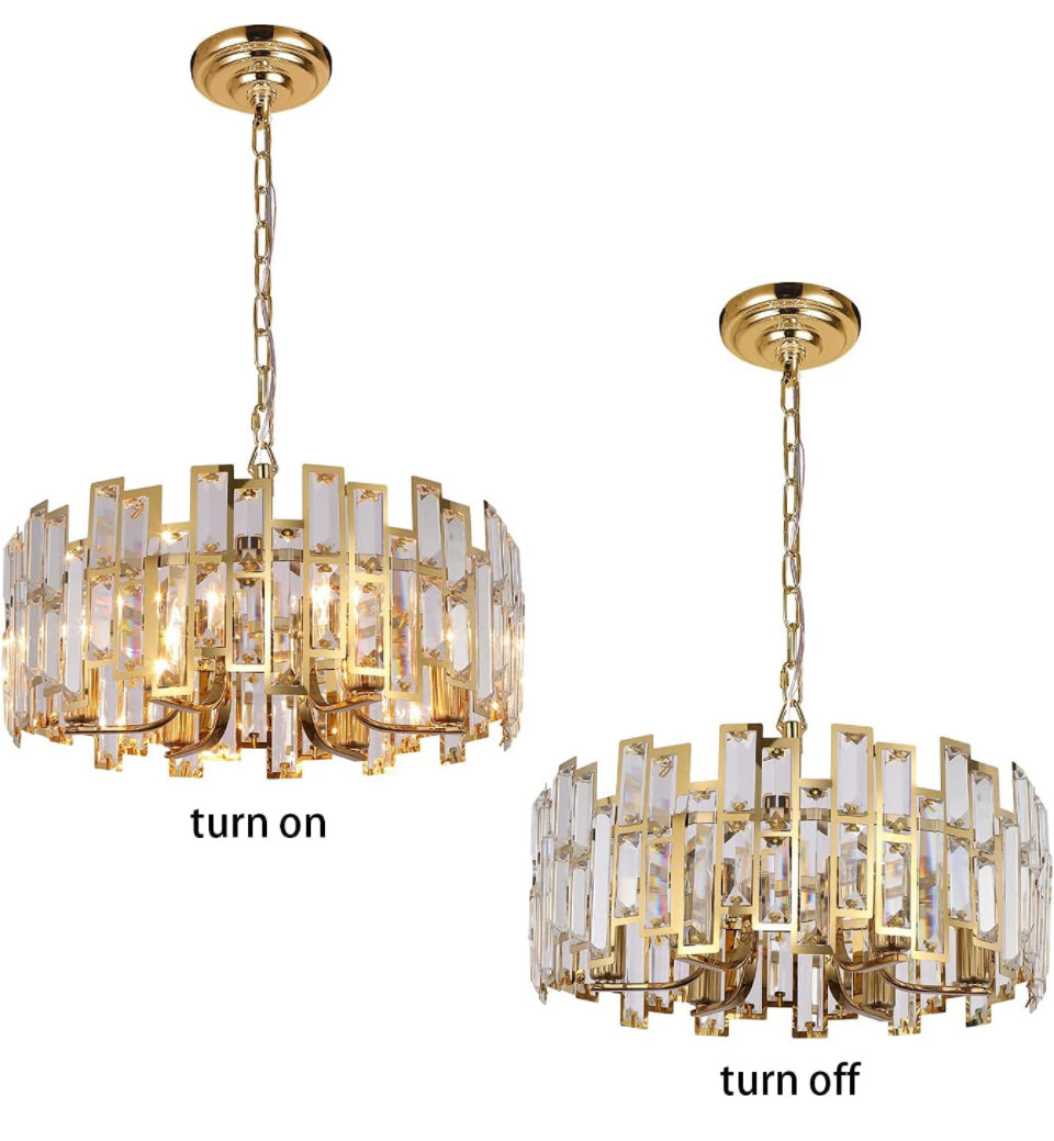 Akeelighting Gold Chandeliers Lighting Modern Crystal Chandelier 6 Light Contemporary Girls Bedroom Dining Room Ceiling Hanging Pendant Chandelier Lighting Fixture - Selzalot