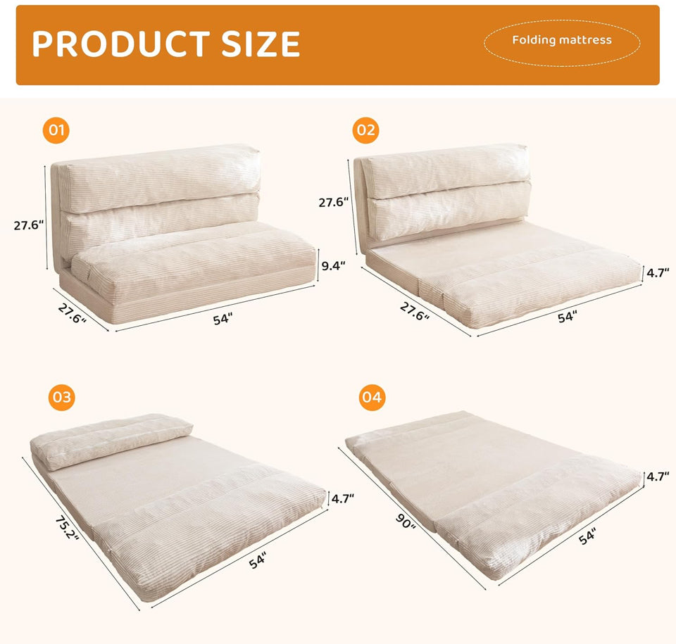 Open Box BYBYME Giant Bean Bag Chair & Bed - Foldable Bean Bag Couch for Adults with Removable Faux Fur Cover for Living Room, Bedroom