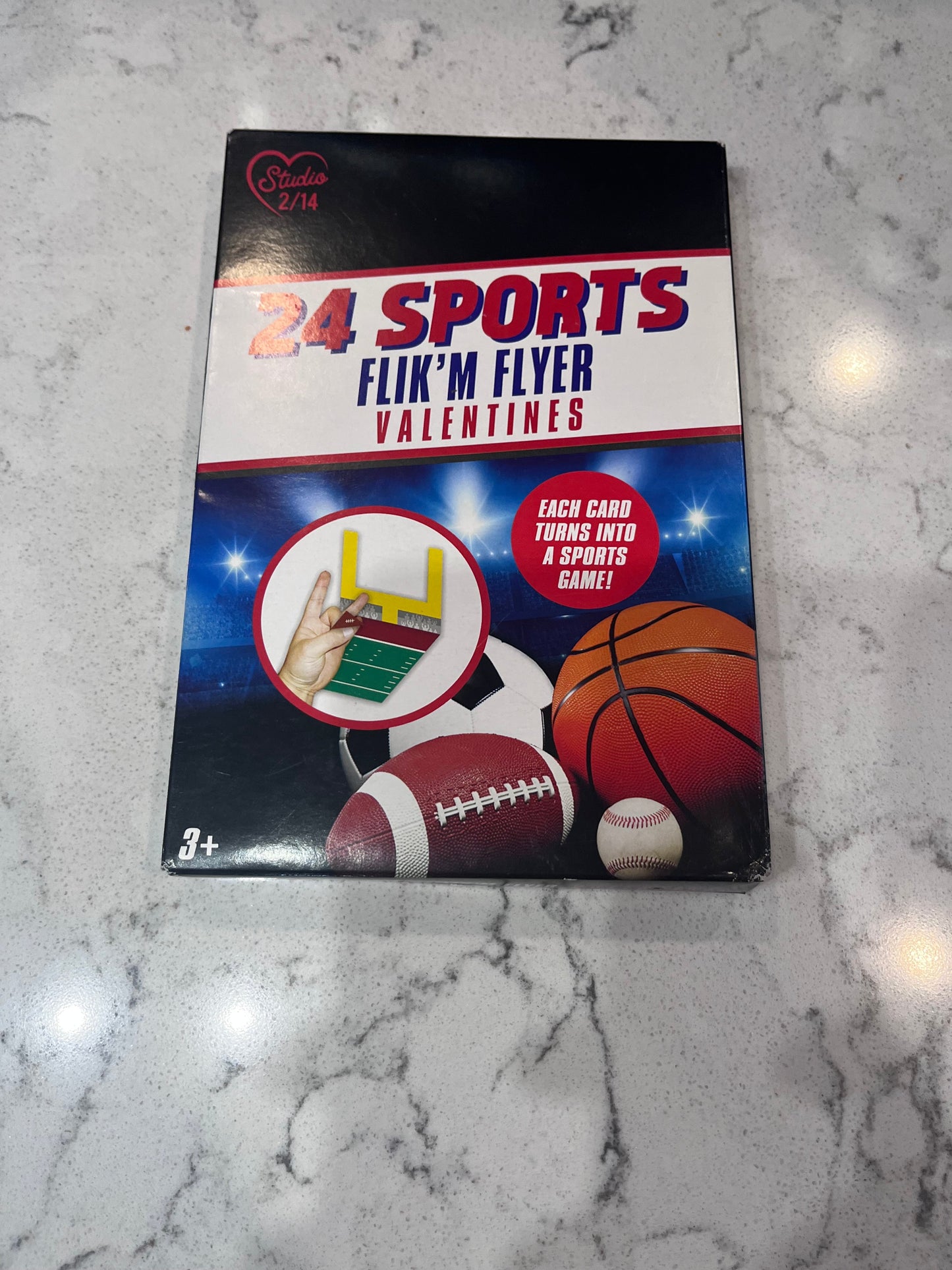Brand New Studio 2/14 Sports Flik'm Flyers Valentine Cards, Paper Activity, Multi-Colored, 24 Count Multi