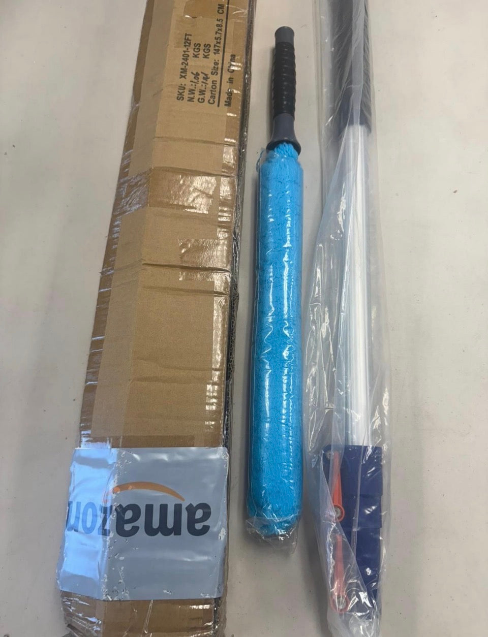 Open Box SHINMING Telescoping Extension Pole, 5-12FT Multi-Purpose Extendable Pole with Universal Twist-on Metal Tip for Hanging Light Bulb Changer, P