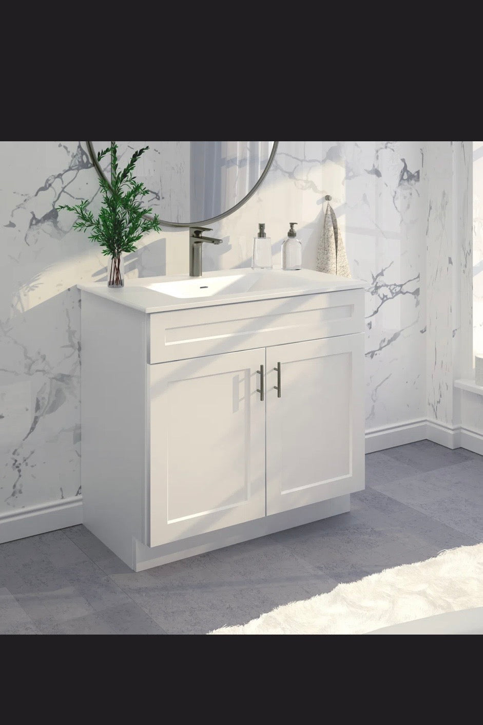 Vanity atelier 36'' Single Bathroom Vanity Base Cabinet in White Shaker