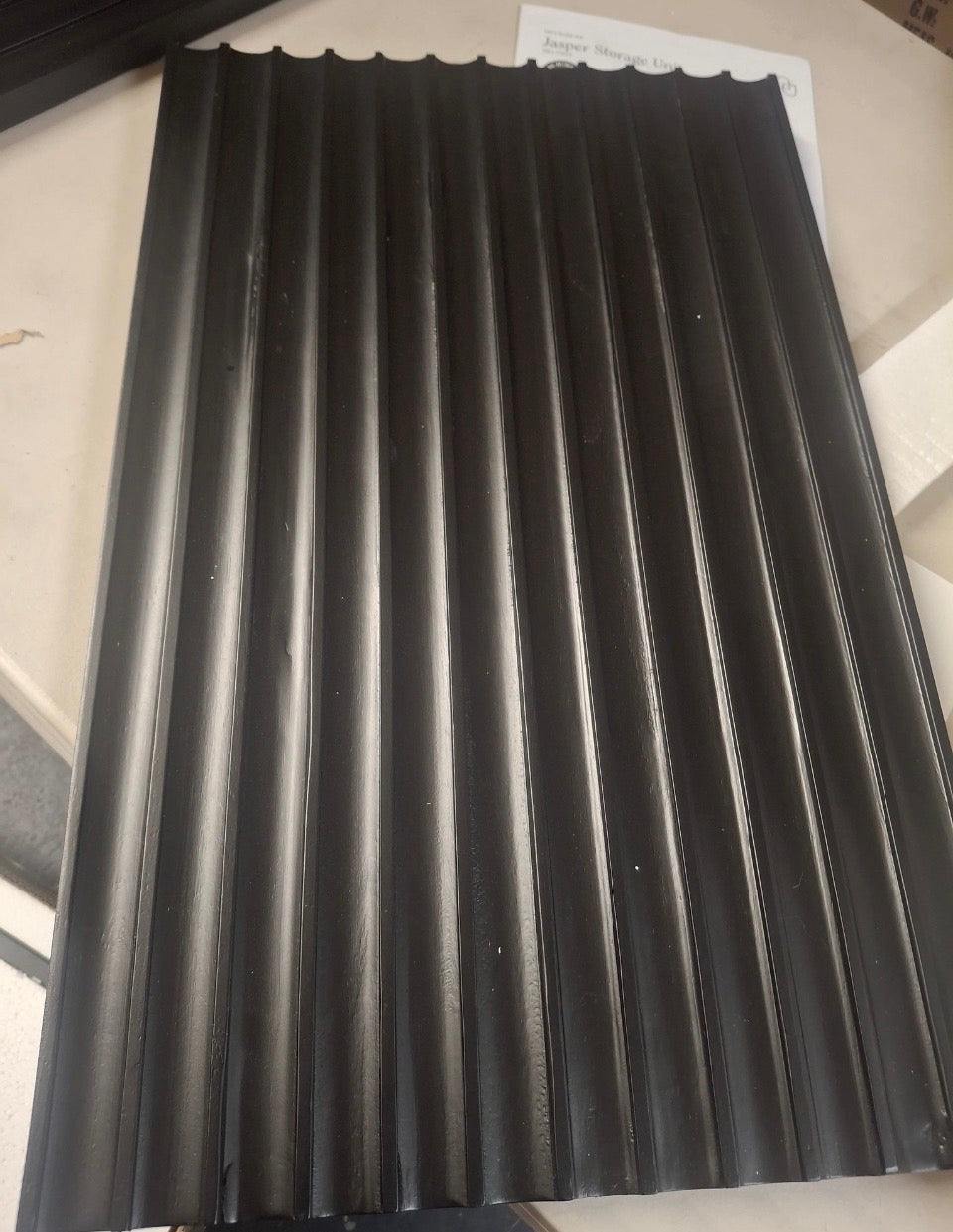 Open Box New Nathan James Jasper Black Oak Finish MDF 31 in. Sideboard Accent Storage Cabinet with Fluted Doors and Adjustable Shelves