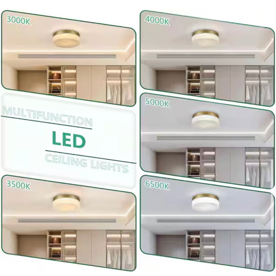 MENCOLULU 11.4 in. Modern Gold Round Dimmable LED Flush Mount Ceiling Light with White Cloud Glass Shade
