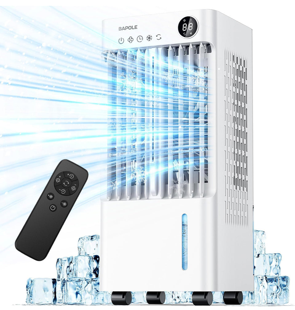 Open Box BAPOLE Portable Air Conditioners, Evaporative Air Cooler with 3 Gallon Water Tank, Air Conditioner Portable with 3 Wind Speed, 2 Cool Mist, R