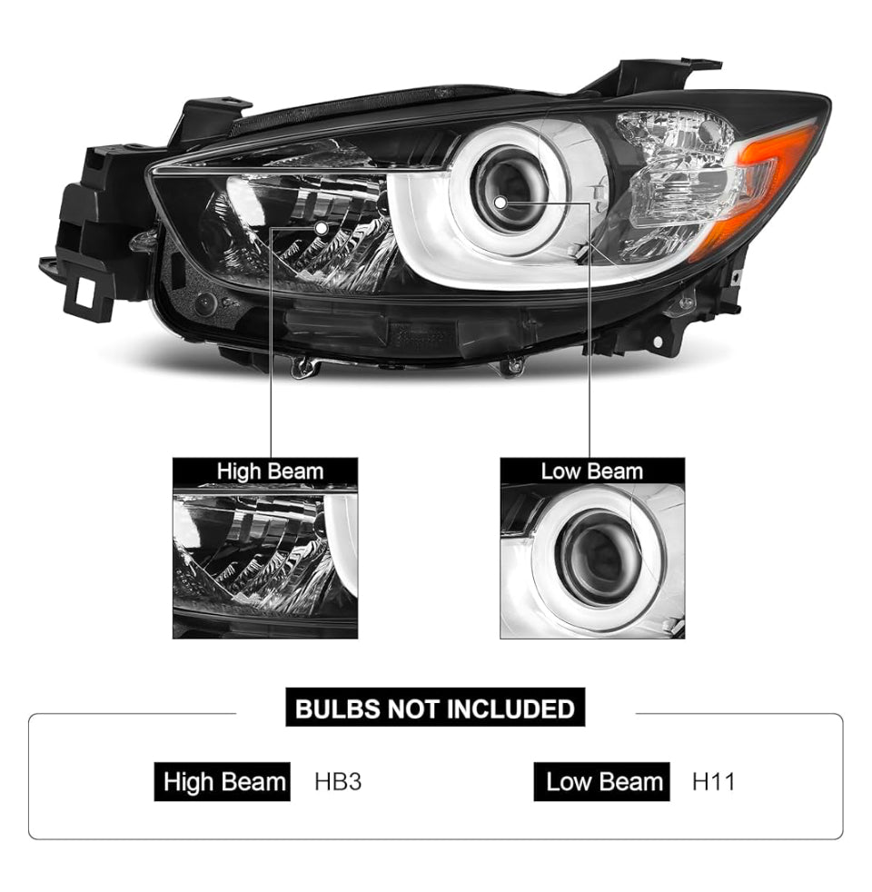 Open Box Daume Headlight Assembly Halogen Type Compatible With 2013- 2016 Mazda CX-5 2013 Mazda CX-5 2014 Mazda CX-5 2015 Mazda CX-5 2016 Mazda CX-5 H