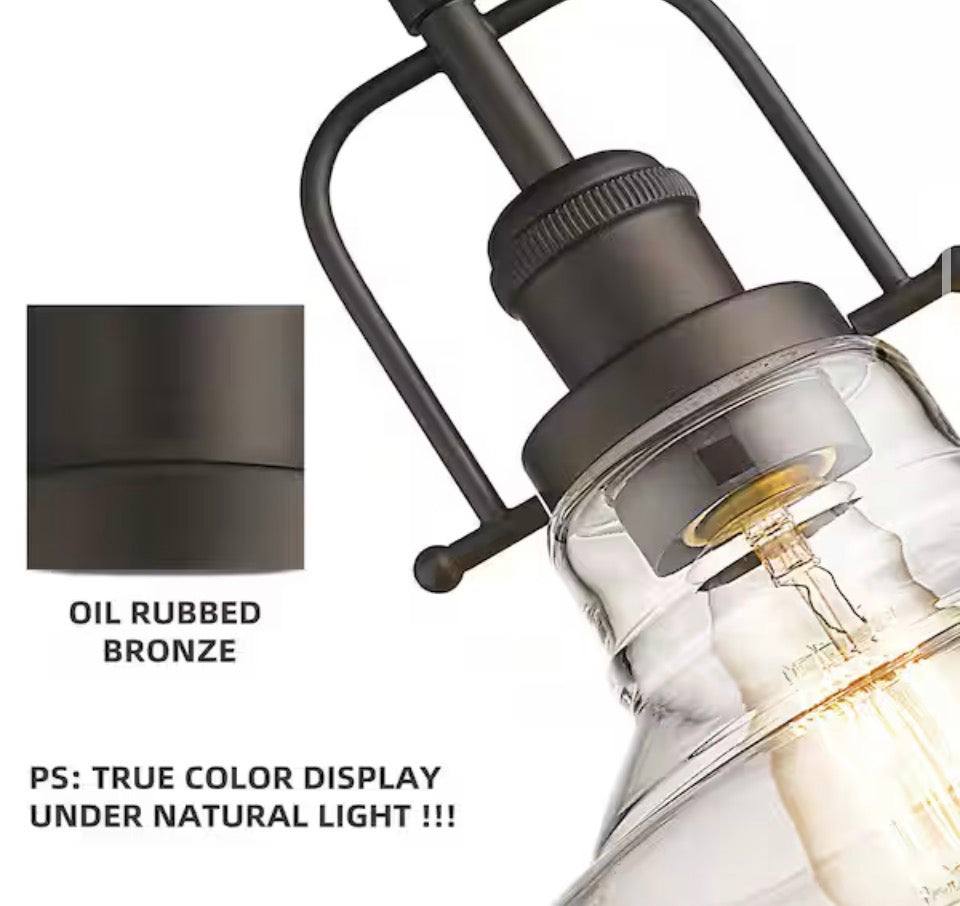 JAZAVA 11 in. 1-Light Oil Rubbed Bronze Finish With Clear Glass Semi-Flush Mount Light
