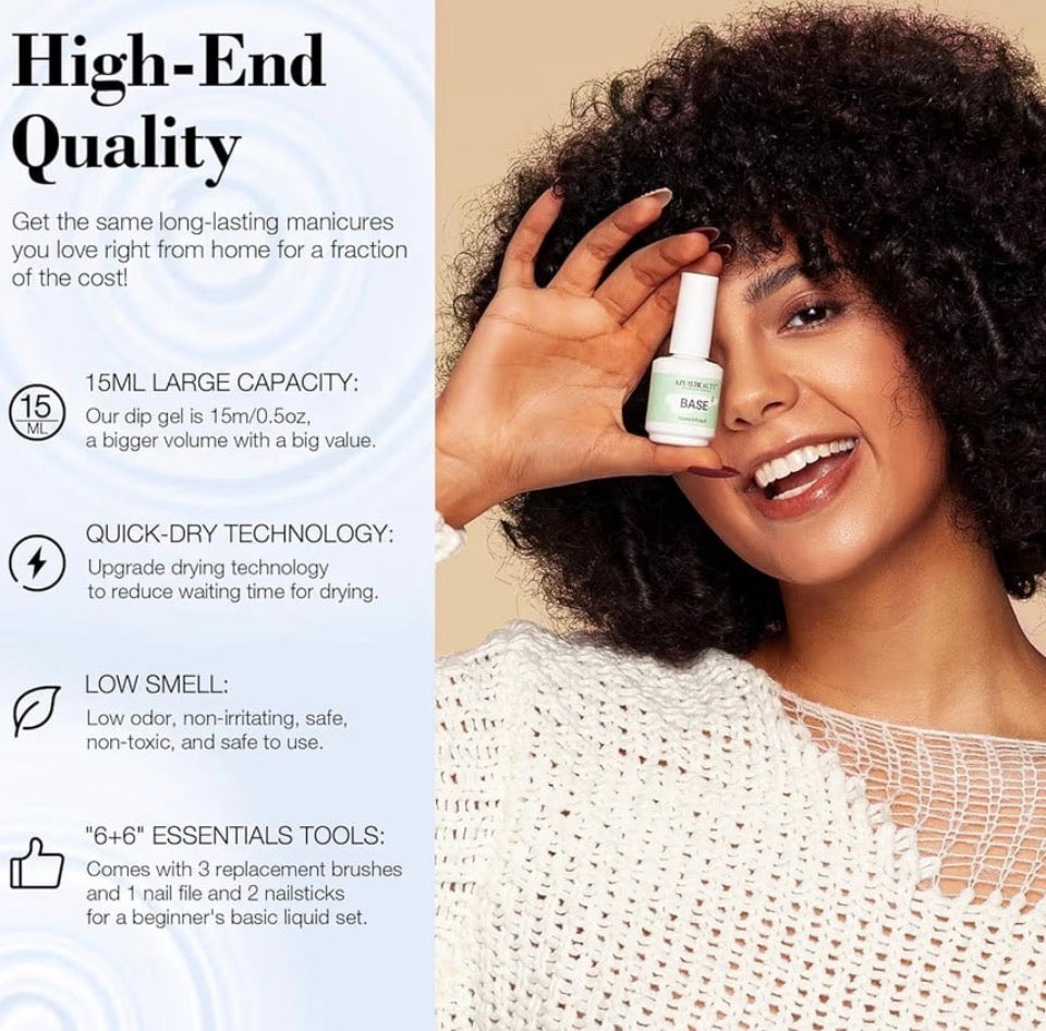 Brand New AZUREBEAUTY Dip Powder Liquid Set Bond, Base, Glossy Matte Top Coat, Activator,