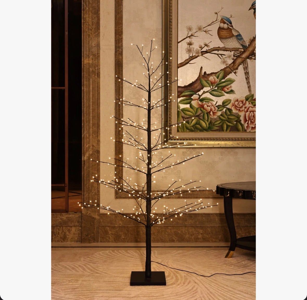 Black birch tree with 1099 warm white LED lights for indoor use