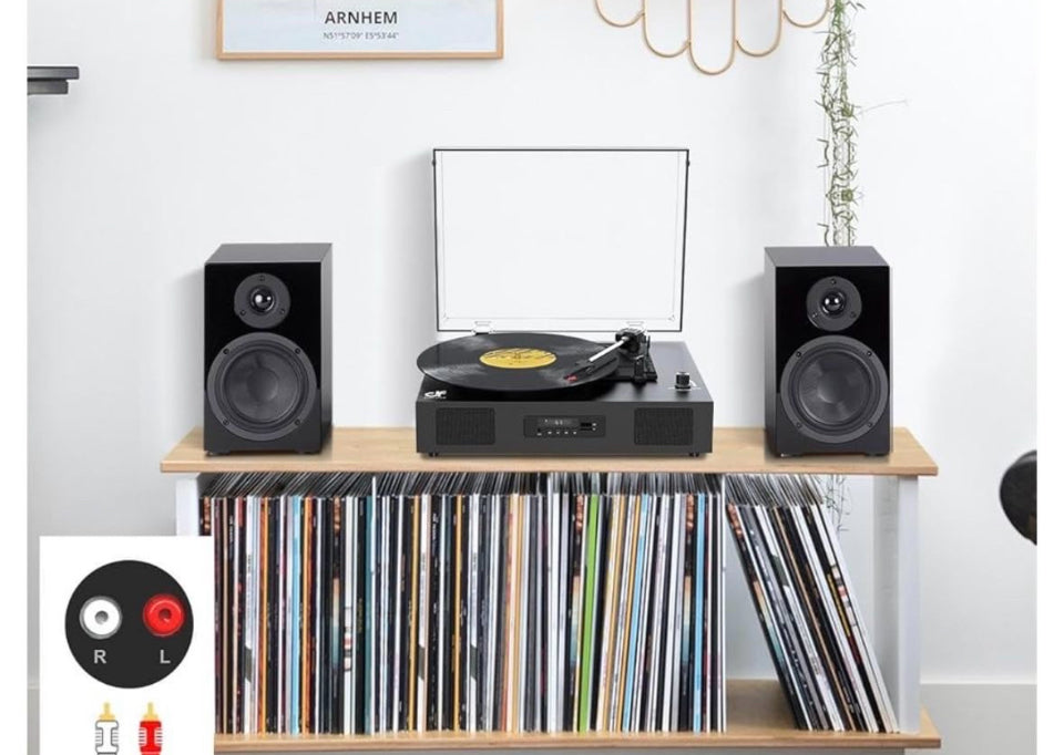 DANFI AUDIO DF Record Player Bluetooth Turntable with Built-in Speaker, USB Recording Audio Music Vintage Portable Turntable for Vinyl Records 3 Speed
