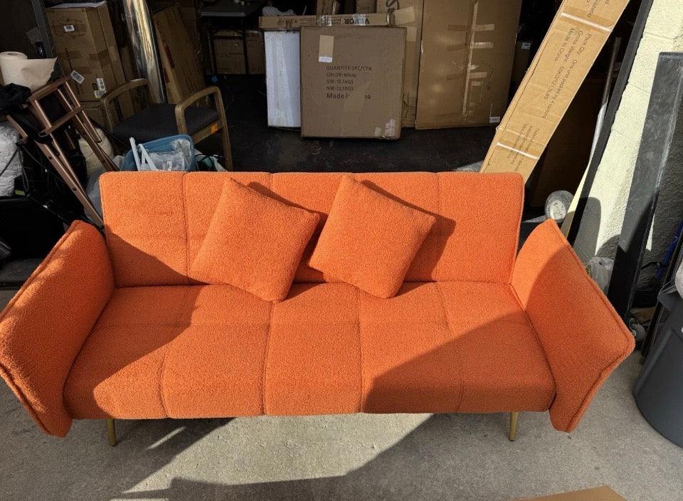 70-inch Teddy Fleece Sofabed, Convertible Futon Sofabed