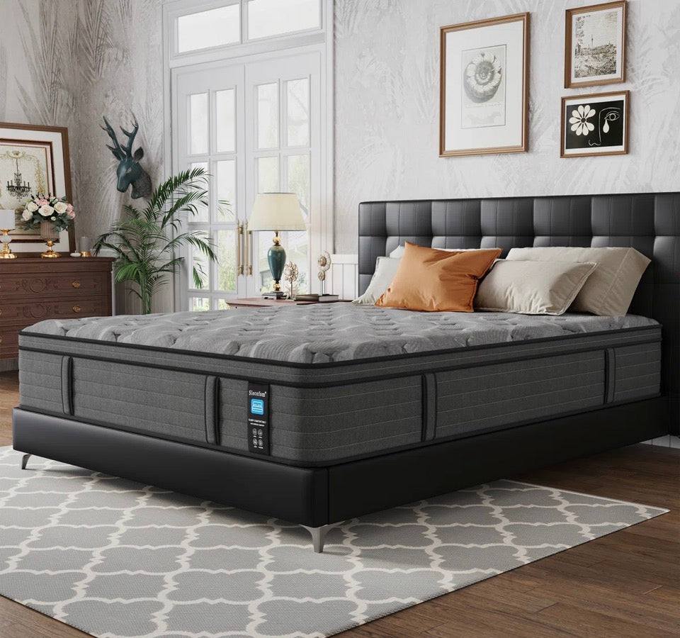 Jarrettsville 12" firm hybrid mattress with gel memory foam in modern bedroom setting