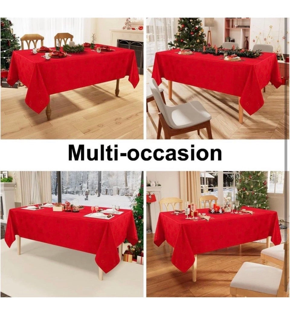 New Smiry Rectangle Christmas Tablecloth 60x120 Inch, Waterproof Damask Table