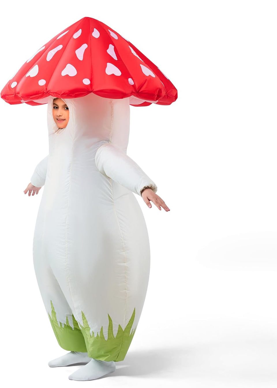 Brand New Spooktacular Creations Kids Inflatable Costume, Full Body Mushroom Blow Up Costume, Funny Deluxe Halloween Inflatable Suit for Dress Up Part