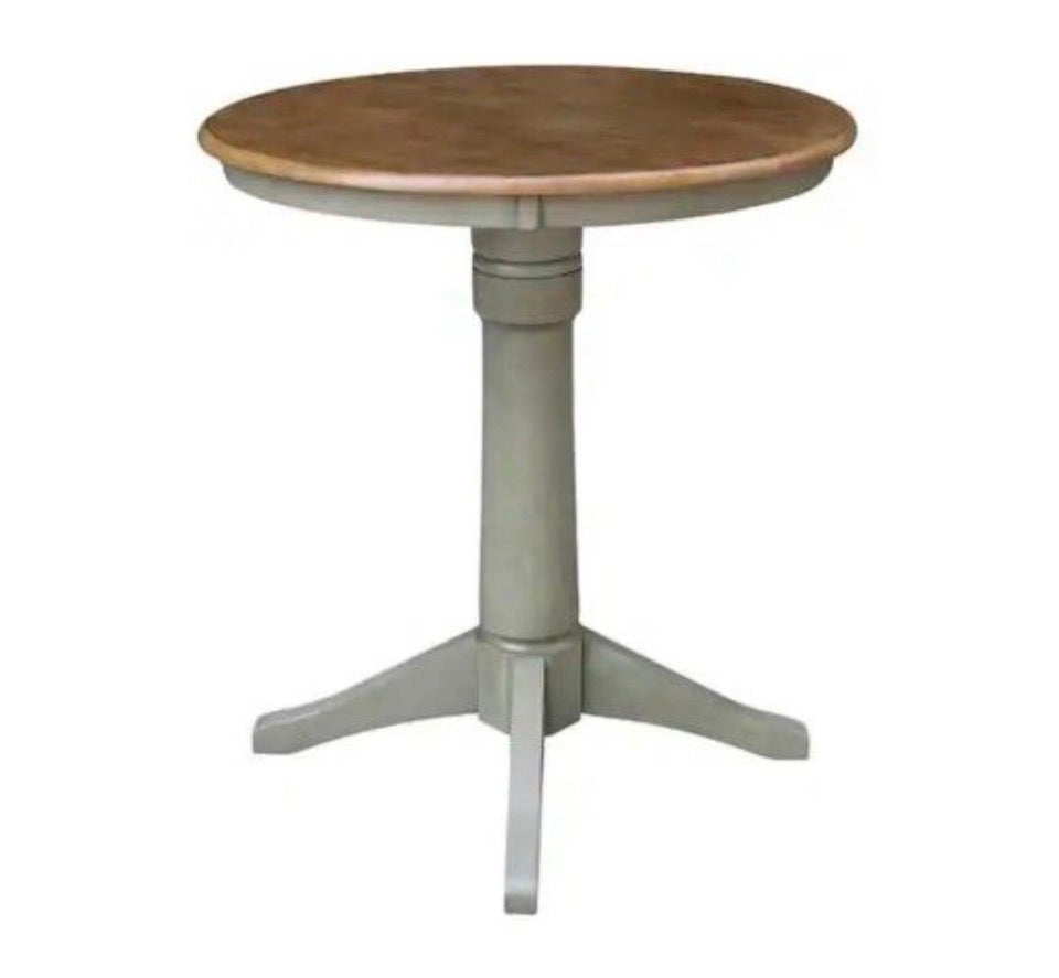 Open Box New International Concepts Hickory/Stone 30 in. Round Top Solid Wood Counter Height Dining Table