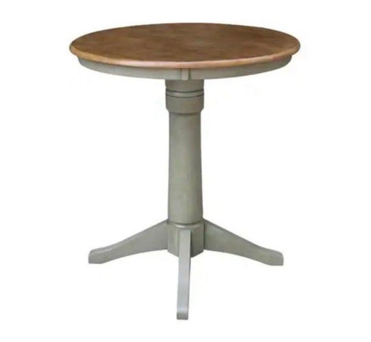 Open Box New International Concepts Hickory/Stone 30 in. Round Top Solid Wood Counter Height Dining Table