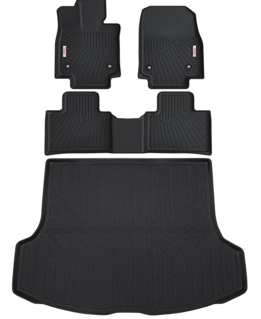 Custom fit black floor mats and cargo liners set for 2023-2024 Lexus RX models, all-weather waterproof TPE material