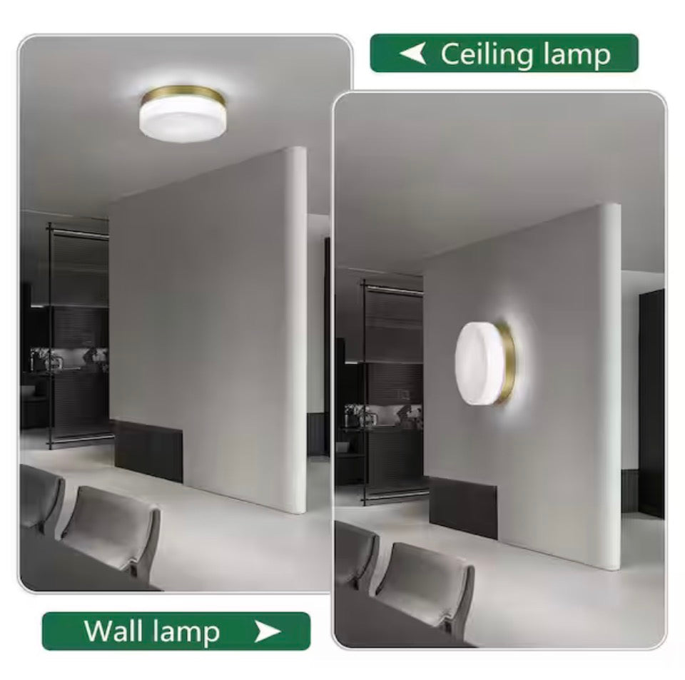 MENCOLULU 11.4 in. Modern Gold Round Dimmable LED Flush Mount Ceiling Light with White Cloud Glass Shade
