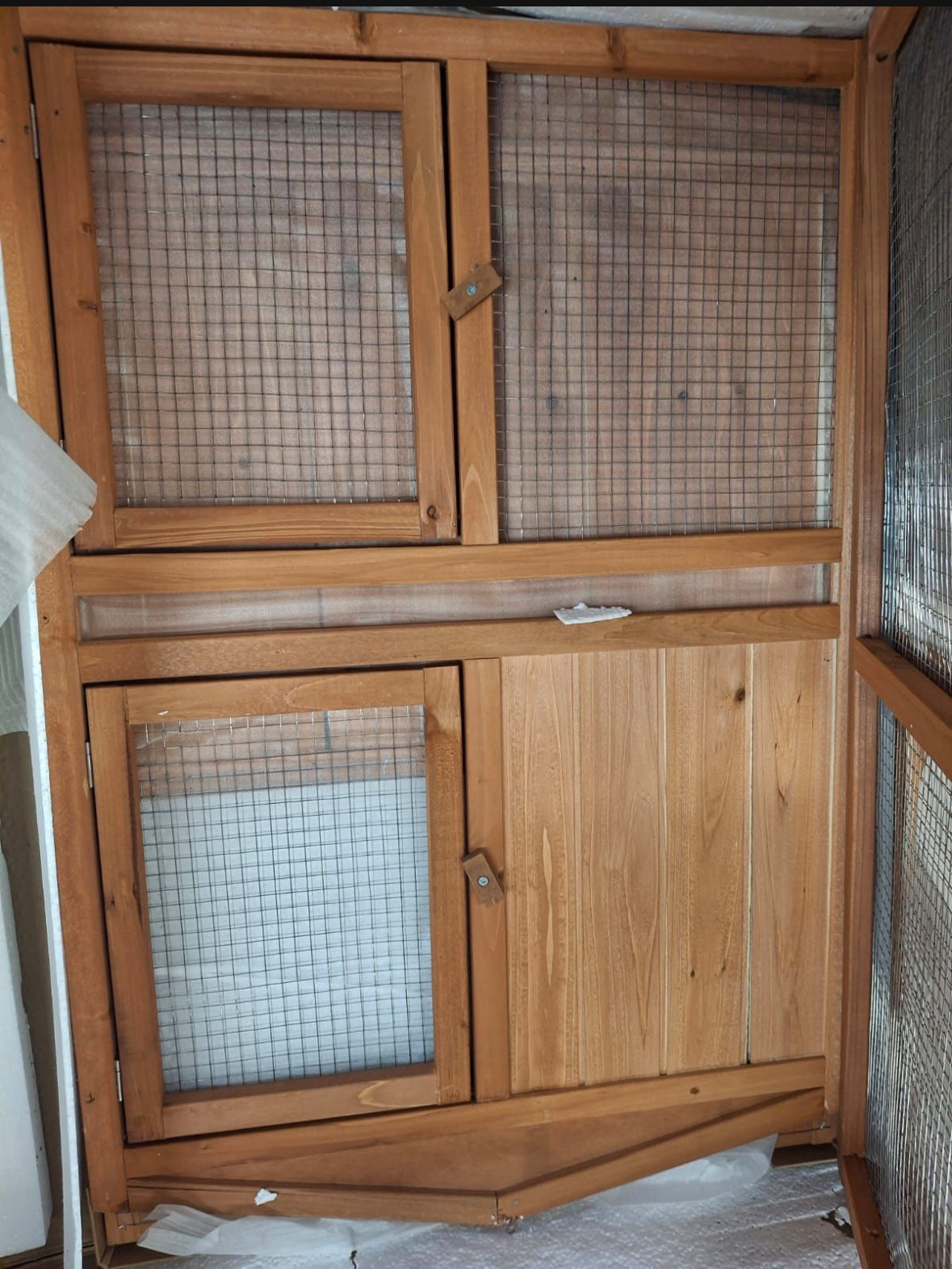 Open Box Ogrmar Chicken Coop Large Wooden Outdoor Bunny Rabbit Hutch Hen Cage with Ventilation Door, Removable Tray & Ramp Garden Backyard Pet House C