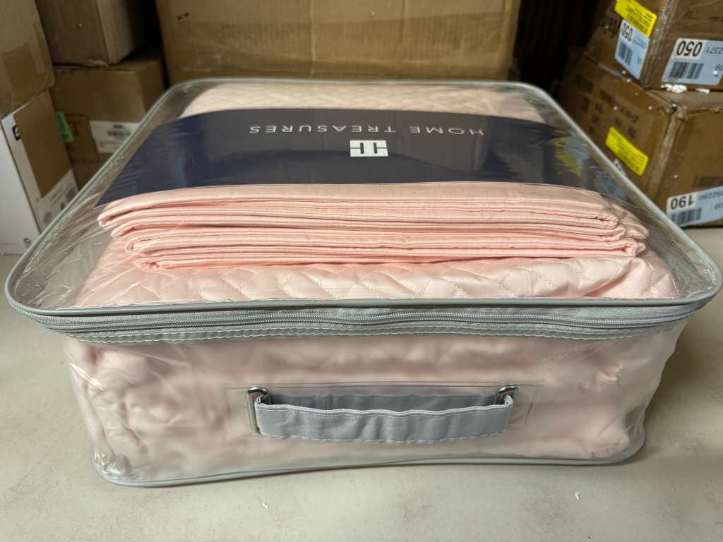 Home treasures linens Basketweave quilted sateen coverlet set