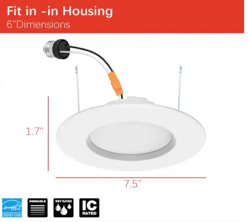 COMMERCIAL ELECTRIC 5/6 in. Integrated LED Recessed Retrofit Light Trim with Selectable Color Temperature, (12-Pack)