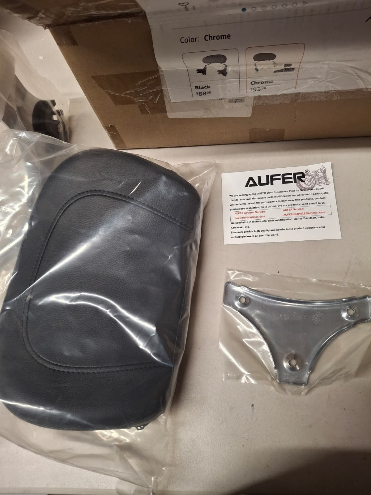 Open Box New AUFER Detachable Backrest Sissy Bar Upright Passenger Backrest