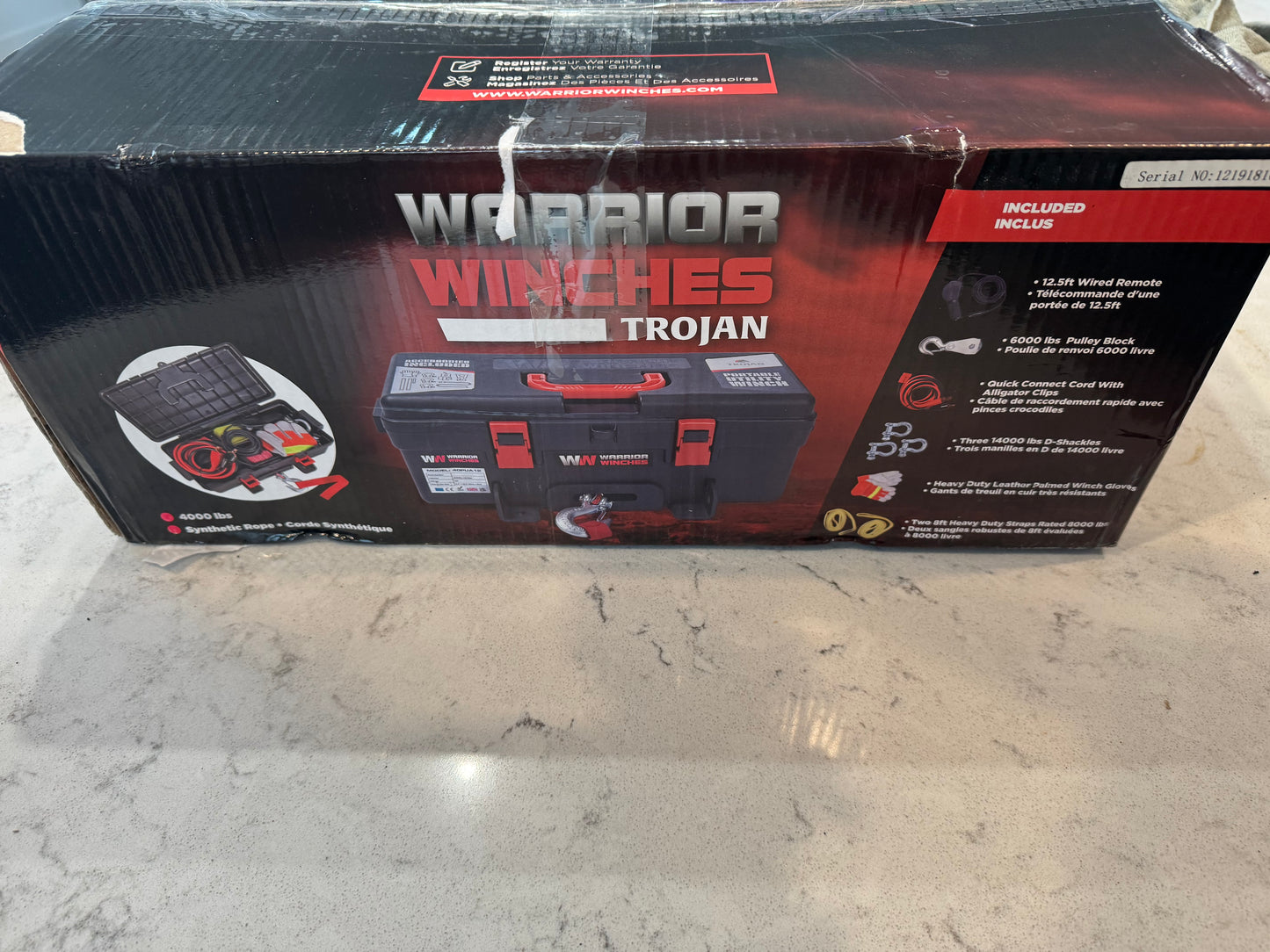 Trojan Portable 12v Electric Winch 4,000lbs - ATV/UTV Winch with Synthetic Rope, Easy to Carry, No Installation – Ideal for Truck, Off