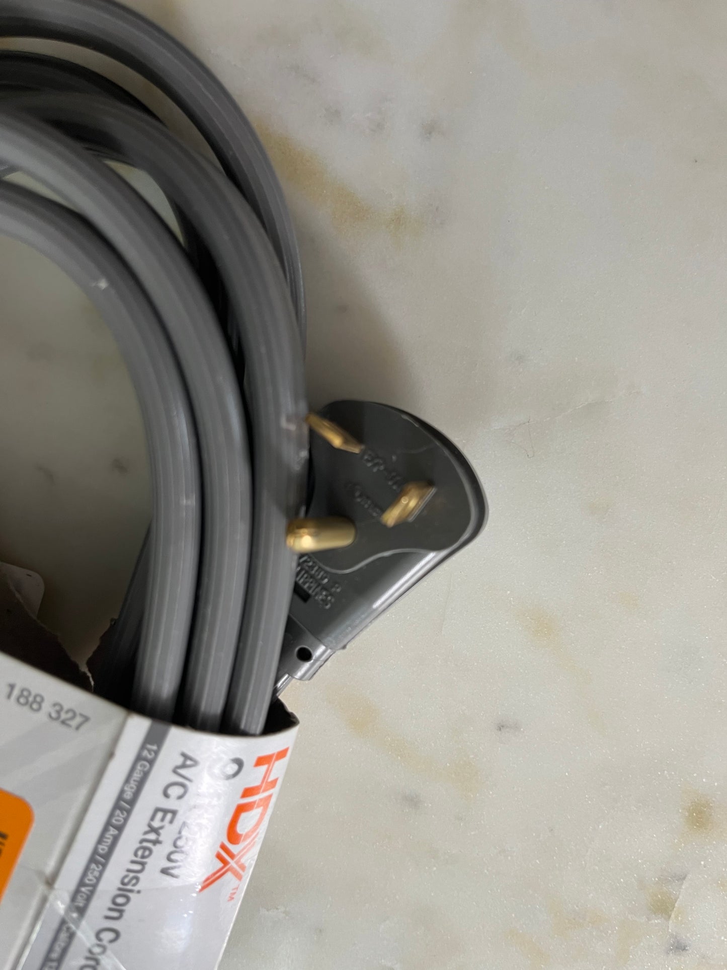 HDX 9 ft. 12/3 20 Amp 250-Volt Air Conditioner Extension Cord, Grey