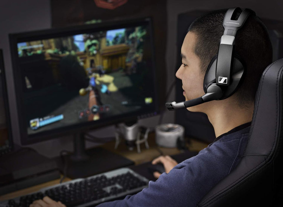 Open Box Sennheiser GSP 370 Over-Ear Wireless Gaming Headset, Low-Latency Bluetooth, Noise-Cancelling Mic, Flip-to-Mute, Audio Presets - PC, Mac, Wind